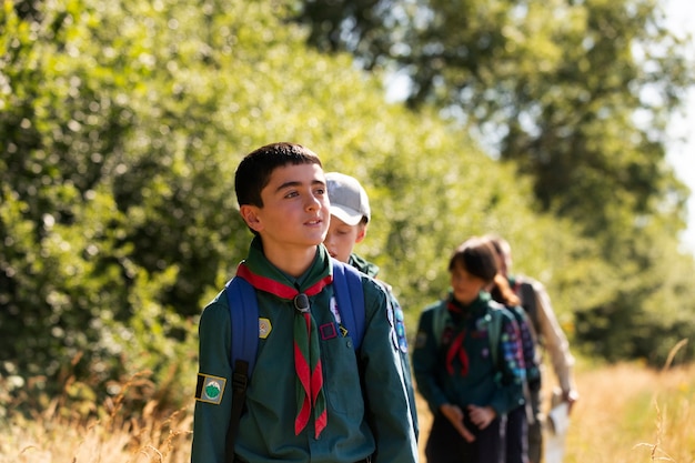 Free photo kids having fun as boy scouts