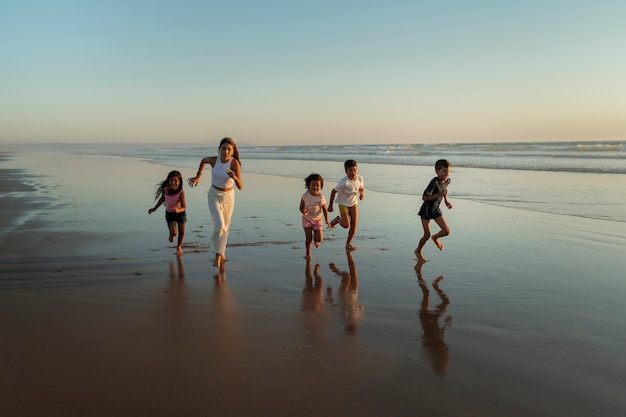 Kids having fun at the beach