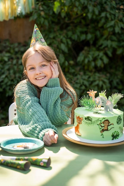 Free photo kids having fun at jungle themed party