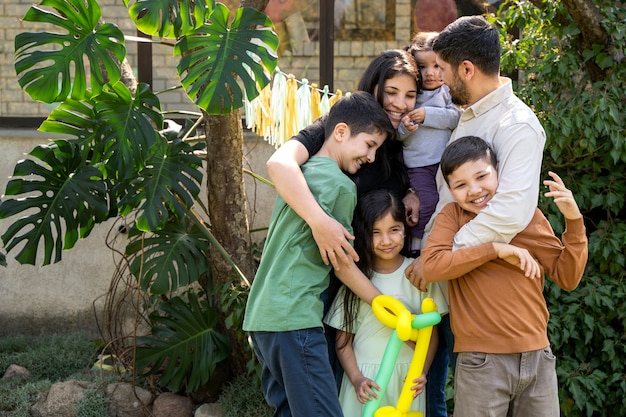 Kids having fun at jungle themed party