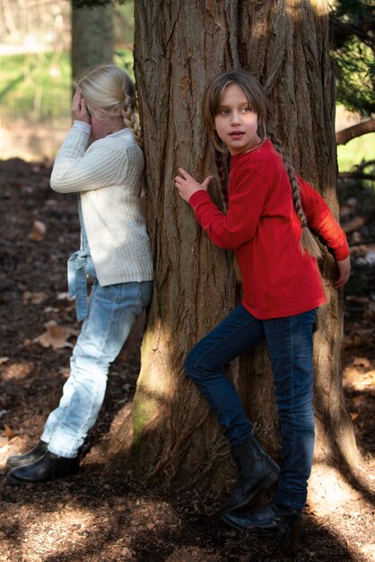 Kids having fun with traditional games