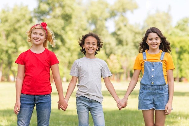 Kids holding hands