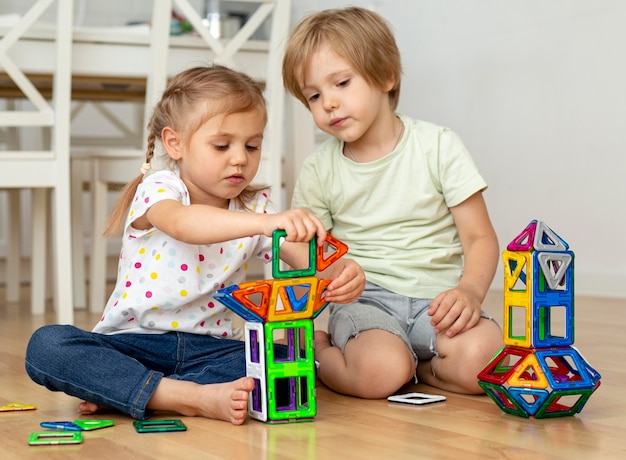 Kids at home playing with toys