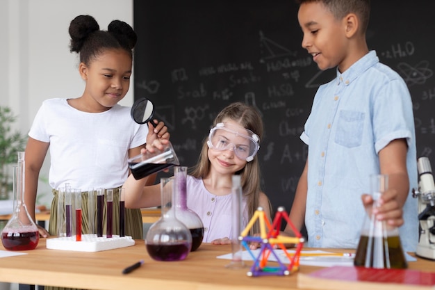 Kids learning more about chemistry in class