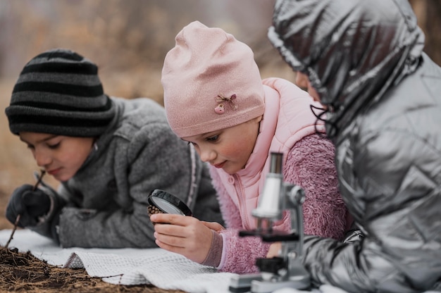 Free Photo kids learning new stuff in the nature outside