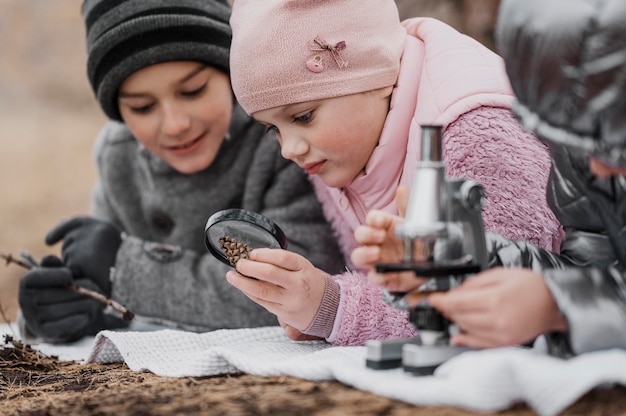 Kids learning new stuff in the nature