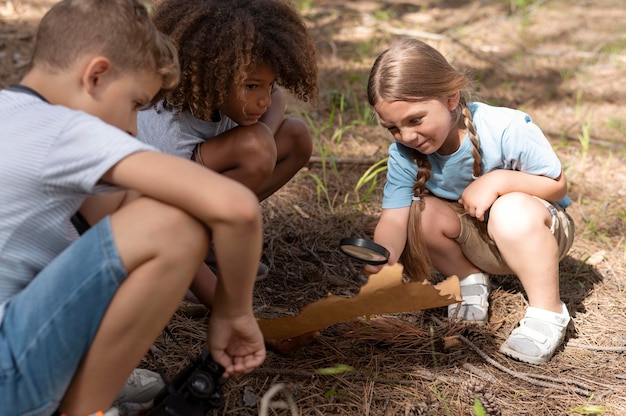 Kids participating in a treasure hunt