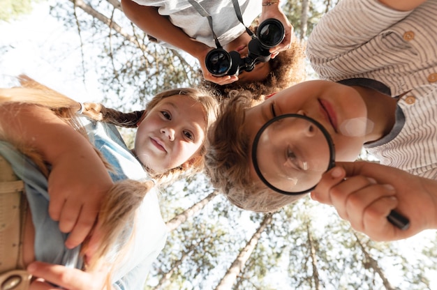 Free photo kids participating in a treasure hunt