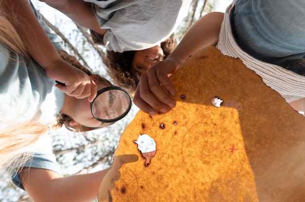 Kids participating in a treasure hunt