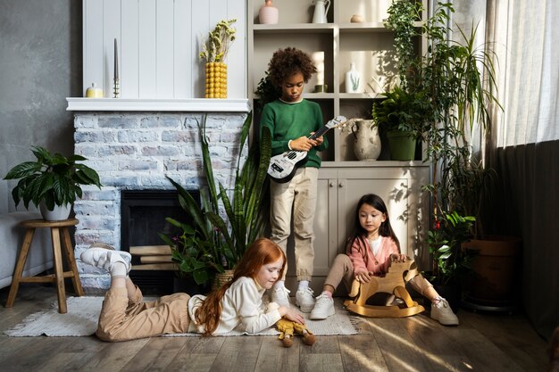 Kids playing around calm and cosy spaces