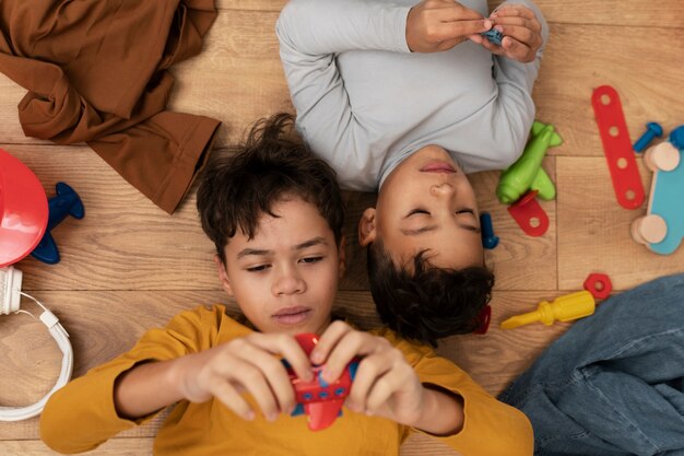 Kids playing in dirty house