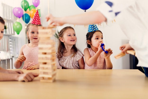 Kids playing game on party