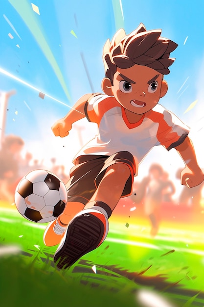 Free photo kids playing soccer cartoon