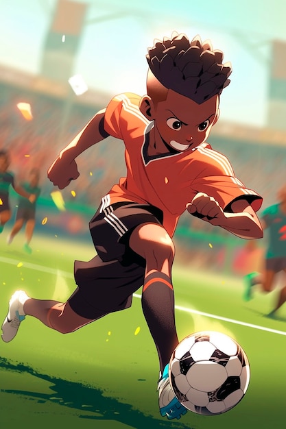 Free Photo kids playing soccer cartoon