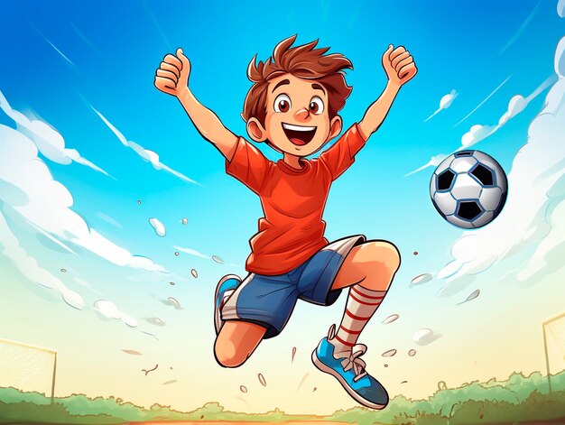 Kids playing soccer cartoon