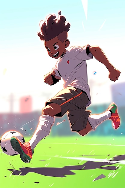 Free photo kids playing soccer cartoon