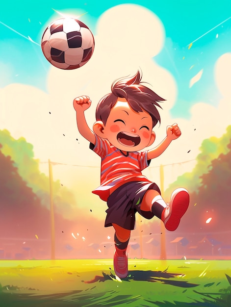 Free Photo kids playing soccer cartoon