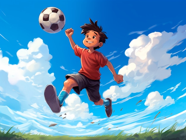 Kids playing soccer cartoon