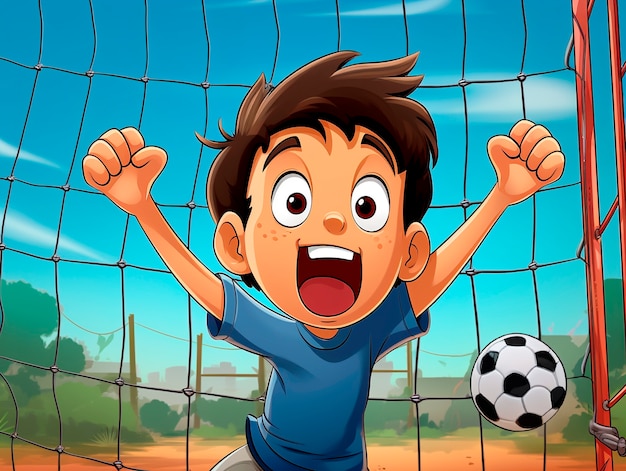 Free Photo kids playing soccer cartoon