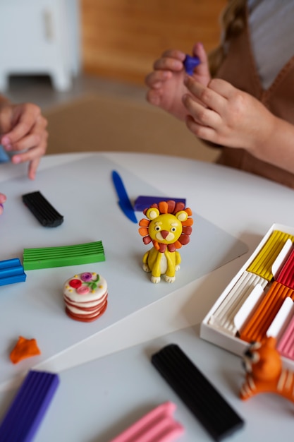 Kids playing with play dough