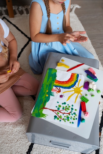 Kids playing with play dough