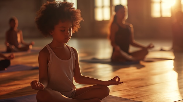 Kids practicing yoga together