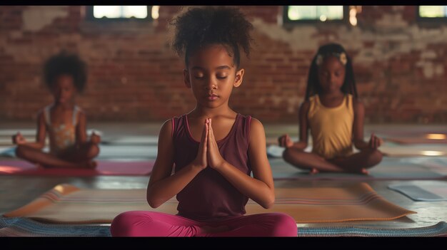 Kids practicing yoga together