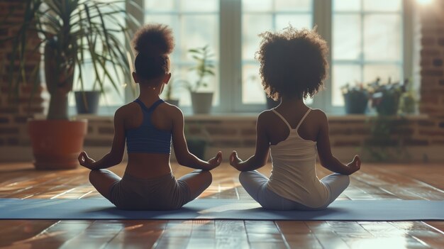 Kids practicing yoga together