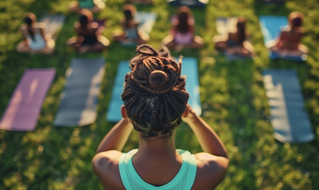 Kids practicing yoga together