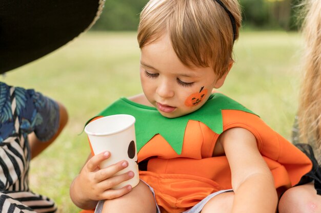 Kids with halloween costume