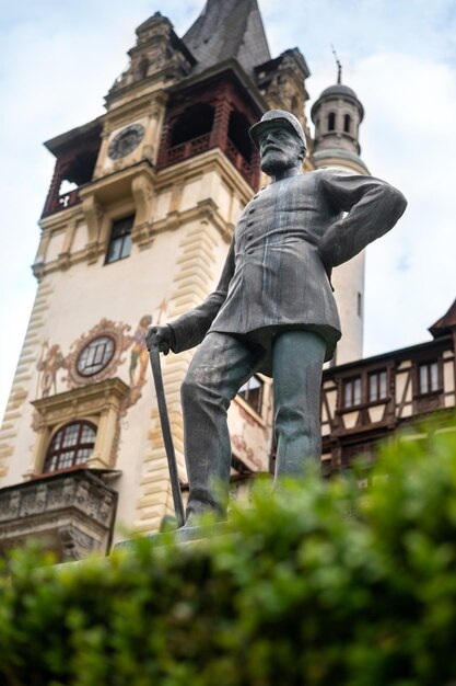 King Carol statue at The Peles Castle in Romania