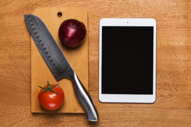 Free Photo kitchen. knife with tablet