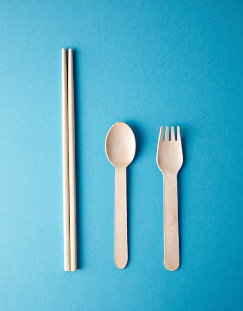 Kitchen utencils set for takeaway business: wooden recycling eco spoon