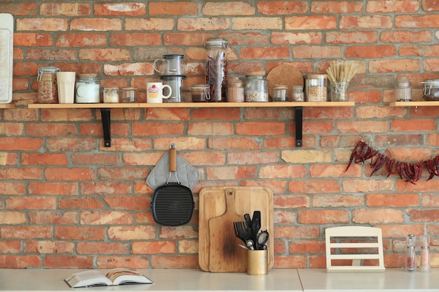 Free Photo kitchenware on the wall