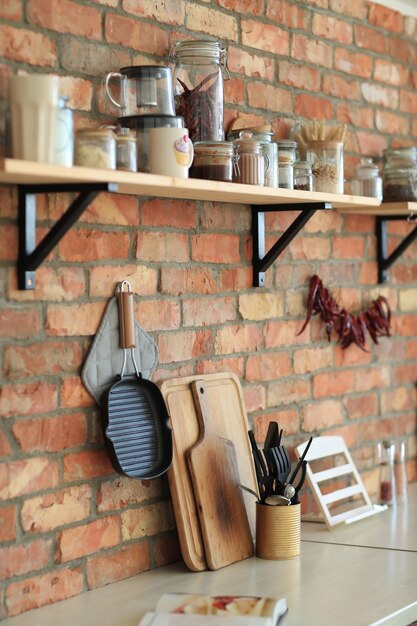 Kitchenware on the wall