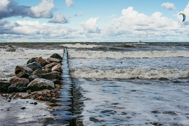 kiting on the cold Baltic Sea