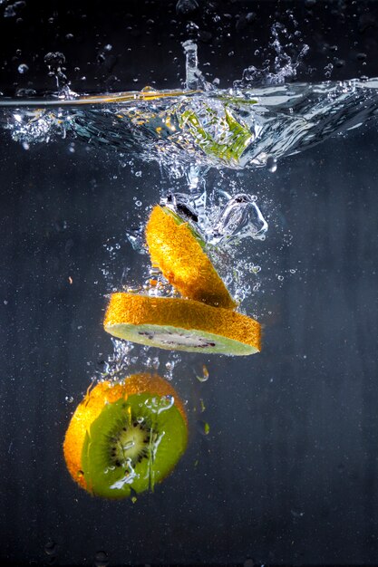 Kiwi slices in water