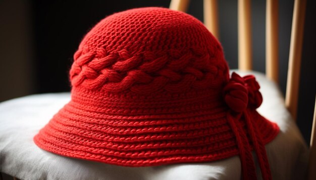 Knit hat warms head in beautiful winter generated by AI