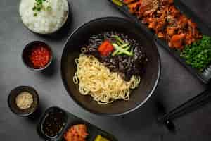 Free photo korean food;jajangmyeon or noodle with fermented black beans sauce