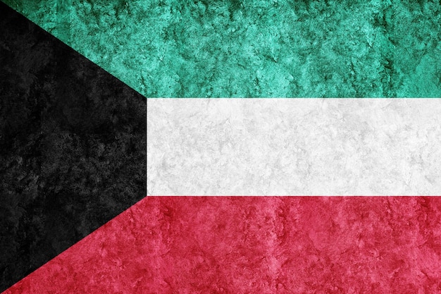 Kuwait Metallic flag, Textured flag, grunge flag