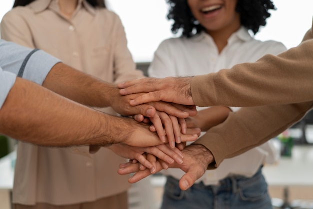 Labor union members working together