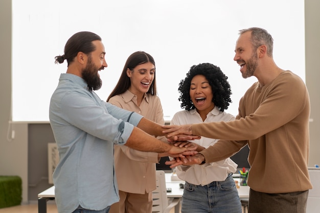 Free photo labor union members working together