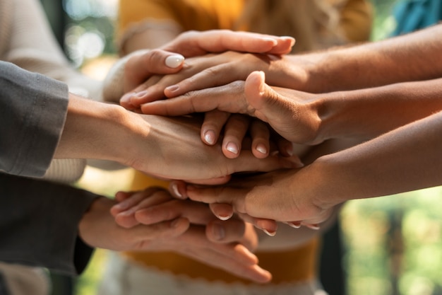 Labor union members working together