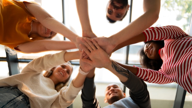 Labor union members working together