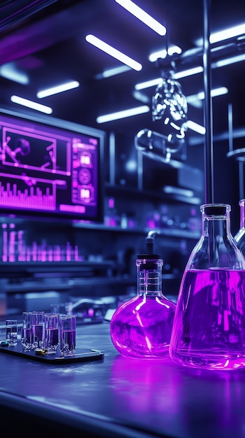 Laboratory equipment with neon lights