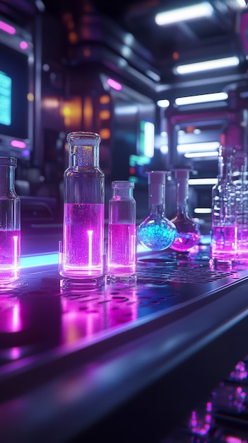 Laboratory equipment with neon lights