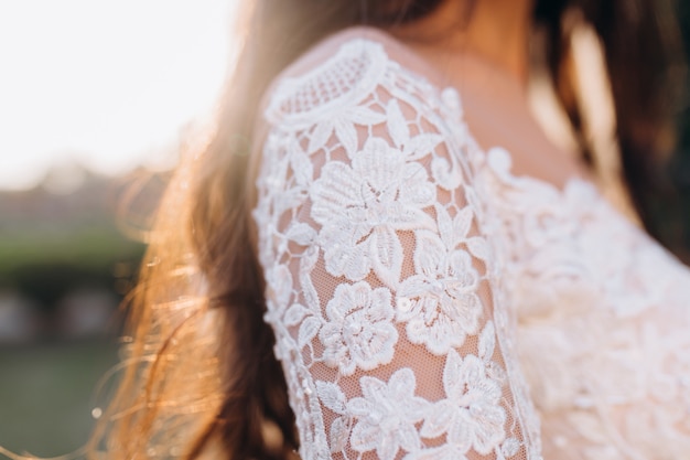 Free Photo laced white sleeve of the wedding dress