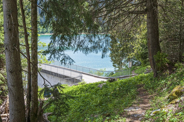 Free photo lake behind the bridge longrin, switzerland