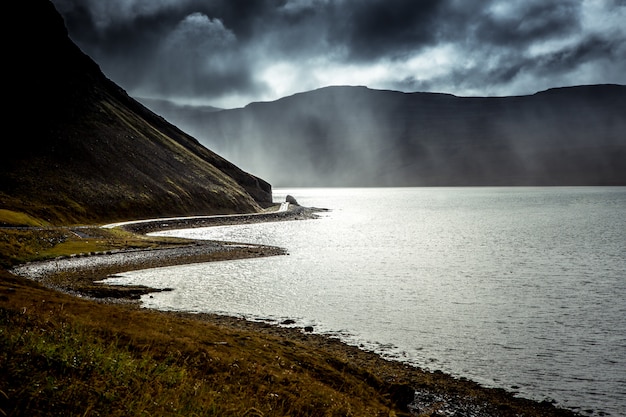 Lake and mountains landscape