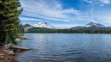 Free photo lake at the mountains near the forest